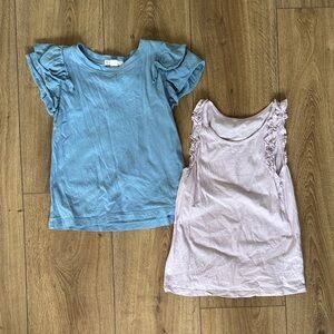Girls' Ruffle Sleeve Tops - Blue & Light Purple